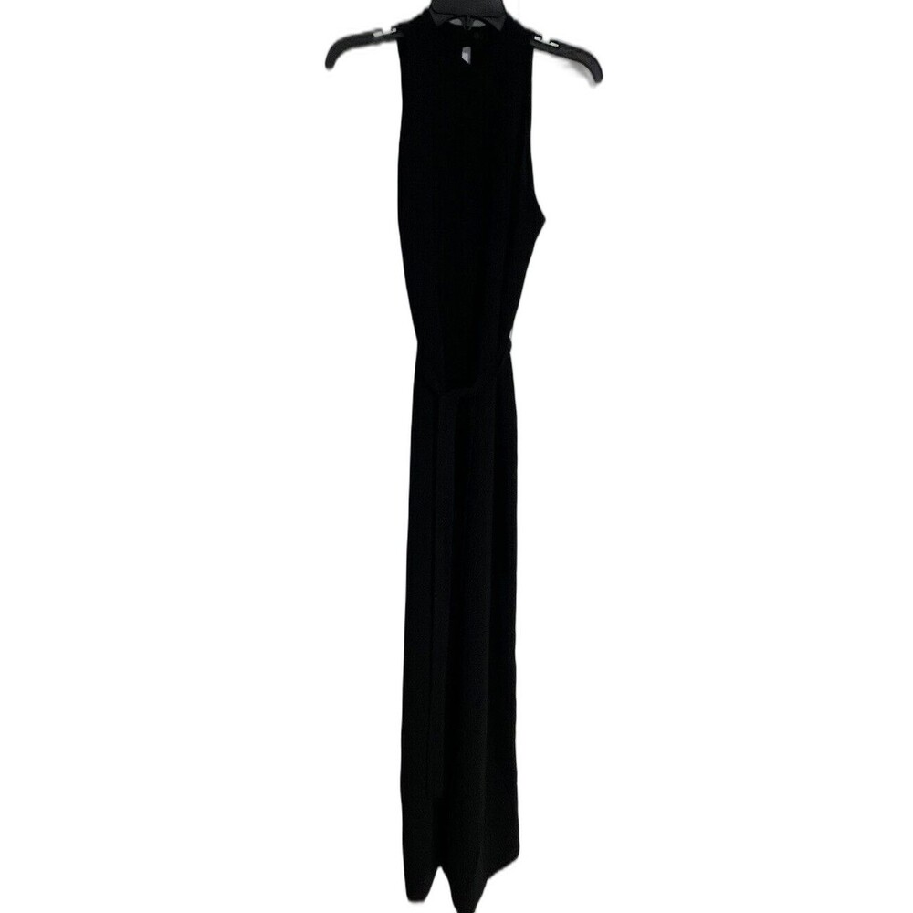ZARA Basic Women's Sleeveless Wide Leg Jumpsuit Black Size Medium High Neck